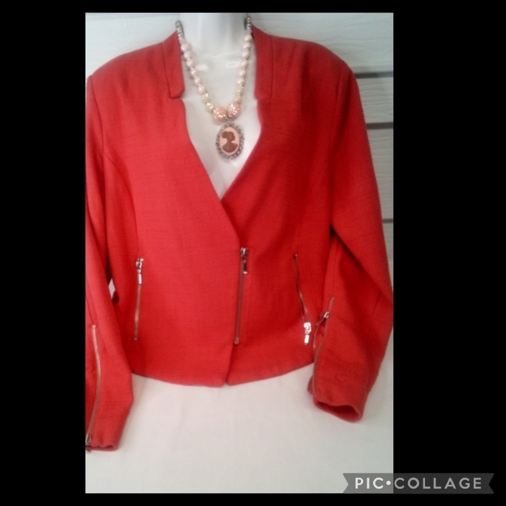 Orange zipper jacket.21
